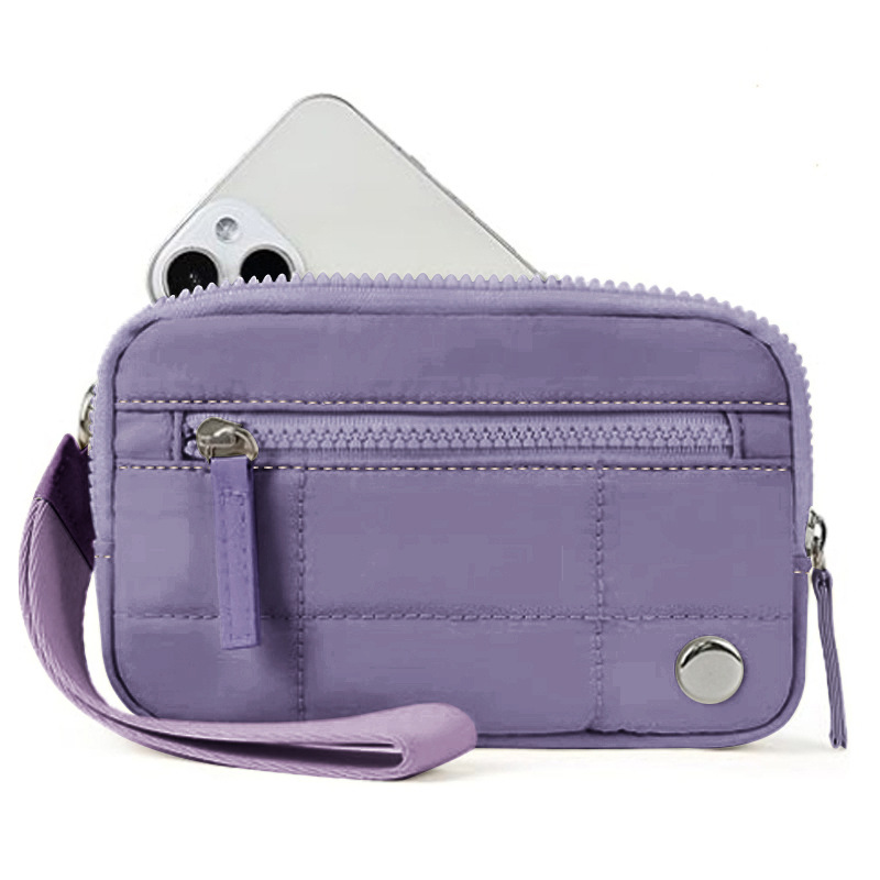 V888-ELOSUNG23047-202503211821-00 Dark Purple Waterproof Wristlet Wallet - Nylon Pouch for Cards, Phone & Coins(Without Mobile Phone) - Image 1