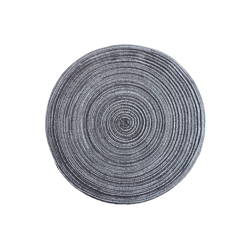 V888-ELOSUNG23191-202503261159-00 8 Pcs Dark Grey Woven Round Placemat - Non-Slip, Heat-Resistant Dining Table Mat, 30cm - Image 1