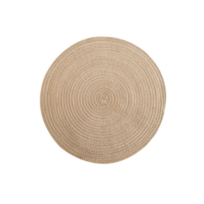 V888-ELOSUNG23192-202503261159-00 8 Pcs Khaki Woven Round Placemat - Non-Slip, Heat-Resistant Dining Table Mat, 30cm - Image 1