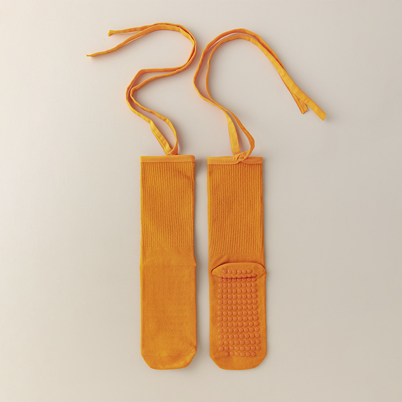 V888-ELOSUNG23220-202503251832-00 3 Pcs Orange Non-Slip Yoga Socks with Cross Straps - Cotton Pilates Dance Socks for Women, Lightweight Comfort - Image 1