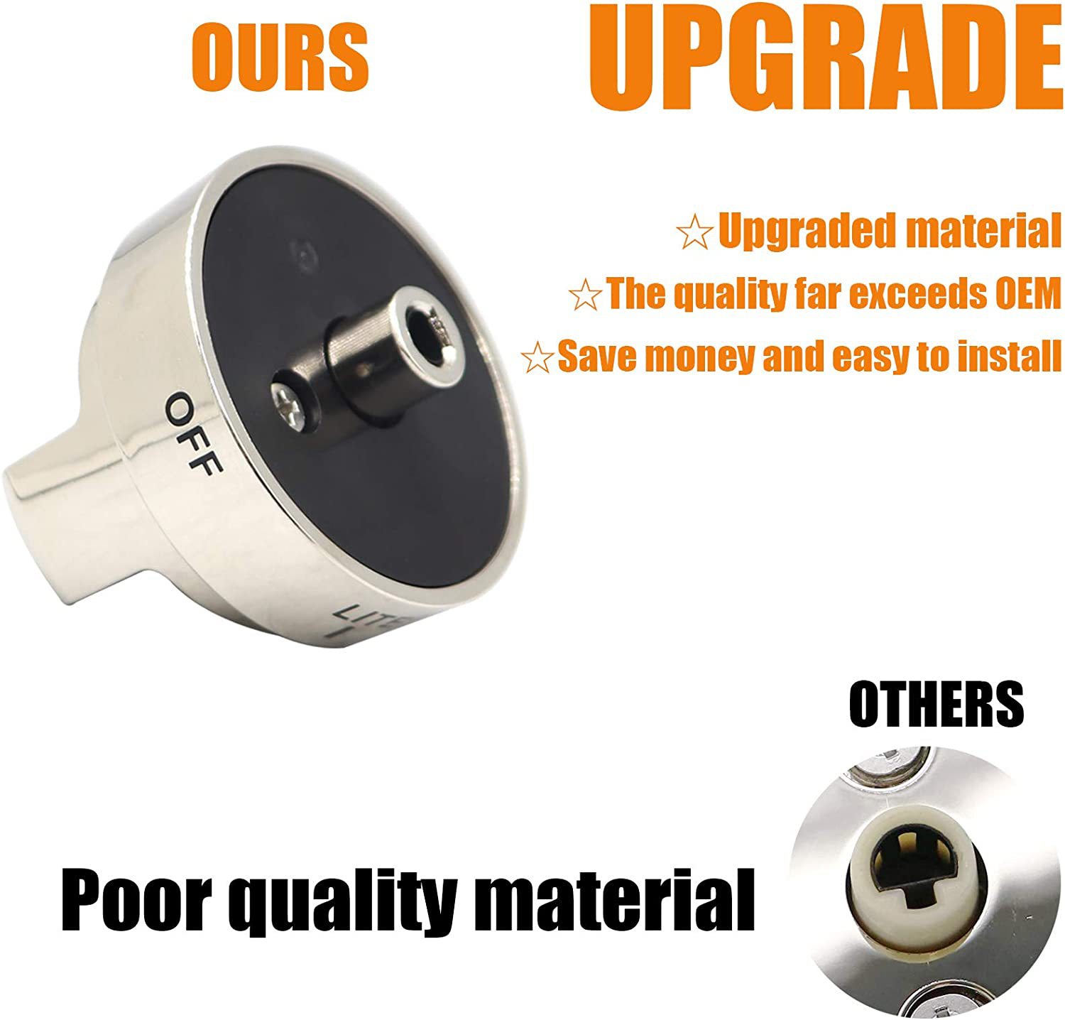 V888-ELOSUNG23271-202503252016-00 2 Pcs Silver AEZ73453509 Oven Stove Knob Assembly - Stainless Steel Replacement for AEZ72909008, Easy Install & Durable Upgrade - Image 1