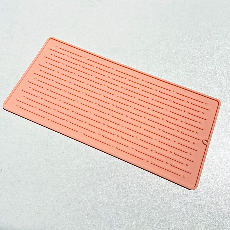 V888-ELOSUNG23346-202503271548-00 30*14.5CM Pink Silicone Draining Mat 4-Pack - Heat-Resistant Non-Slip Kitchen and Bathroom Pad for Cups and Utensils - Image 1