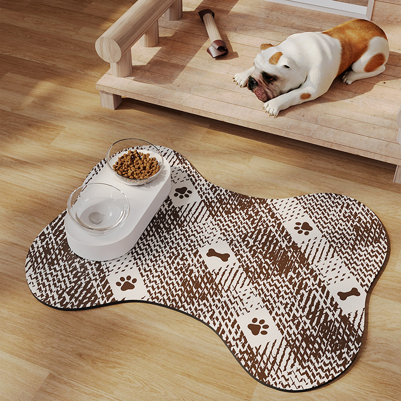 V888-ELOSUNG234445-202503282021-00 Brown And White Pet Feeding Mat 35x50cm - Anti-Slip, Durable Diatom Mud Mat for Dogs and Cats, Easy to Clean - Image 1