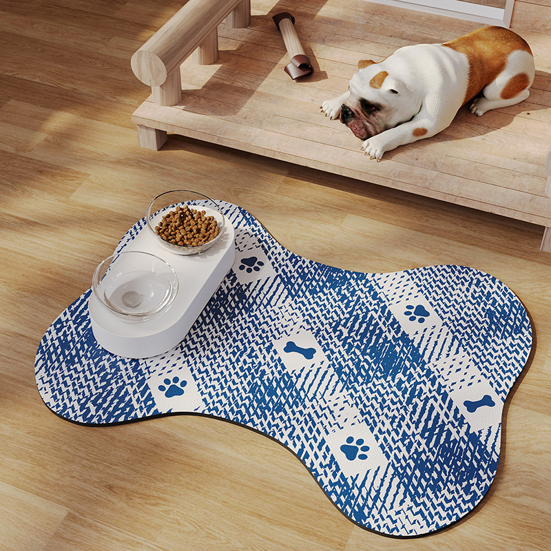 V888-ELOSUNG234446-202503282021-00 Blue And White Pet Feeding Mat 35x50cm - Anti-Slip, Durable Diatom Mud Mat for Dogs and Cats, Easy to Clean - Image 1
