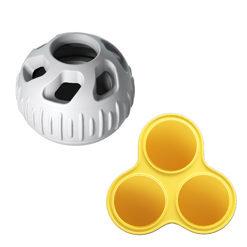 V888-ELOSUNG23553-202504031712-00 Grey Ball and Yellow Mold Pet Treat Dispensing Ball and Molding Set - Silicone Dog Chew Toy for Teeth Cleaning and Boredom Relief - Image 1