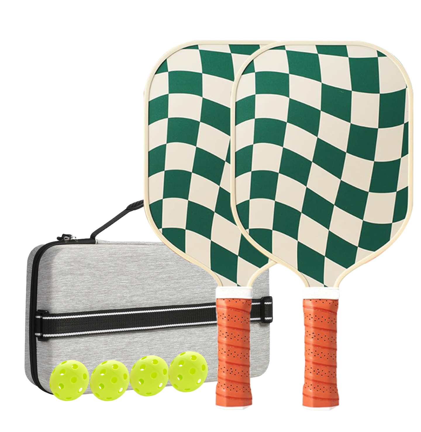 V888-ELOSUNG23604-202504141406-00 Set 1 White And Green T700 Carbon Fiber Pickleball Paddle Set - 2 Paddles, 4 Balls, and Portable Carry Bag for Adults and Students - Image 1