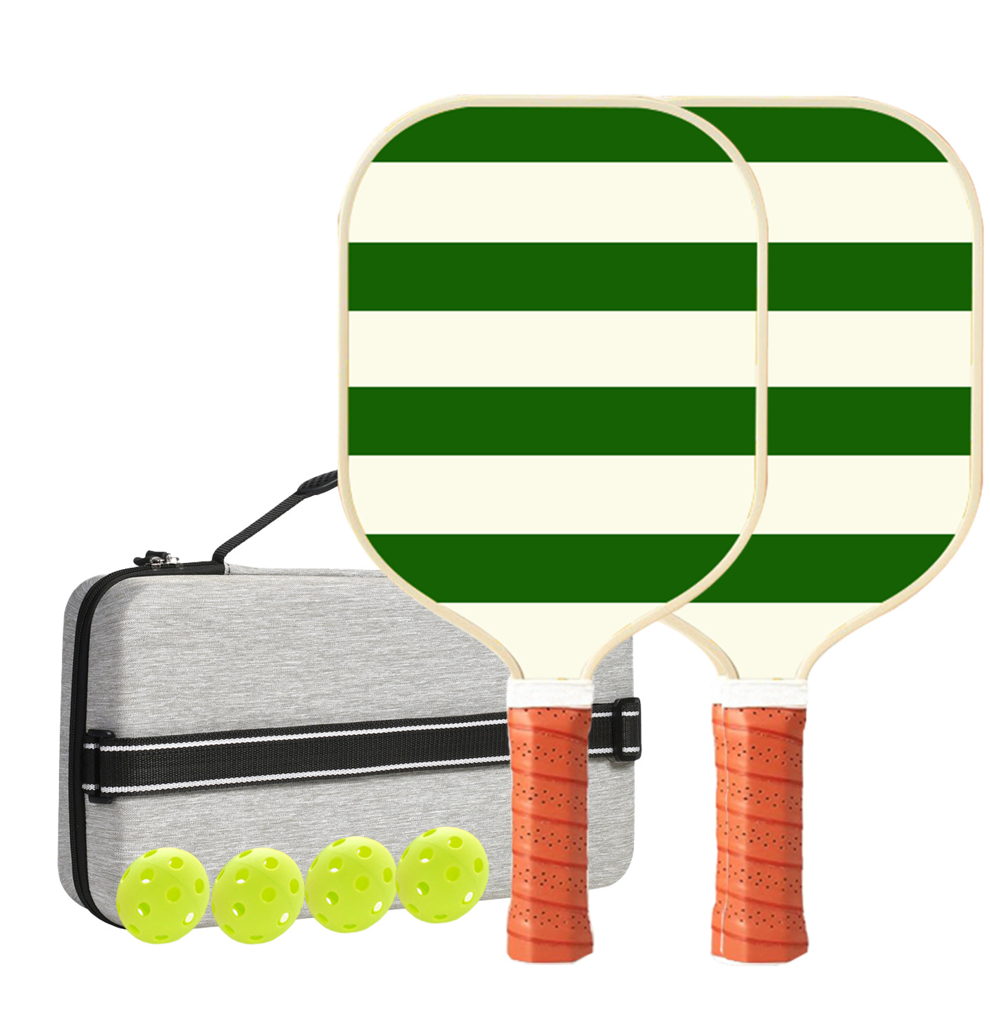 V888-ELOSUNG23605-202504141407-00 Set 2 White And Green T700 Carbon Fiber Pickleball Paddle Set - 2 Paddles, 4 Balls, and Portable Carry Bag for Adults and Students - Image 1