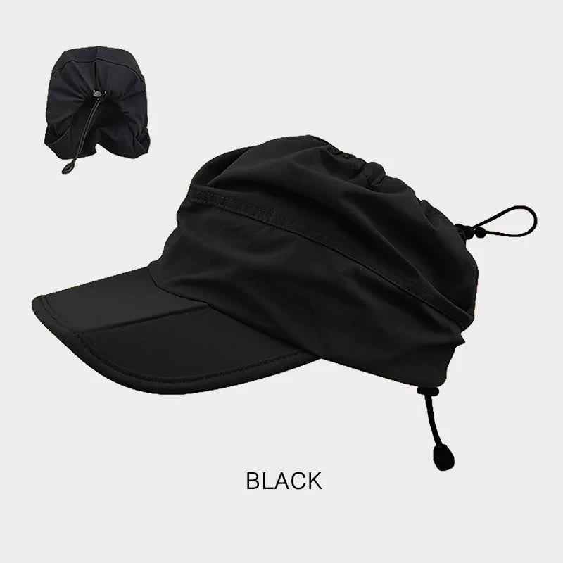V888-ELOSUNG23645-202504141645-00 Black Foldable Quick-Dry Summer Sports Visor Hat UPF 50+ Adjustable Outdoor Sun Cap - Image 1