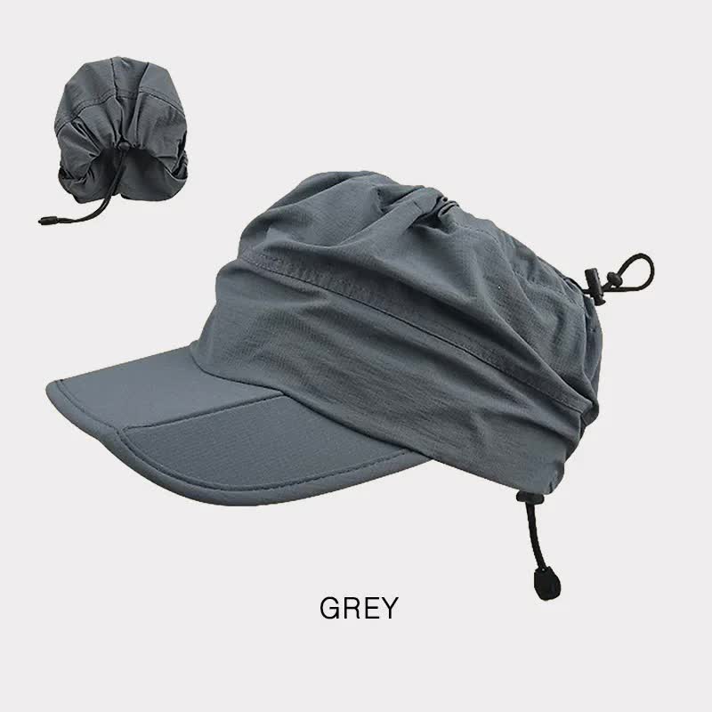 V888-ELOSUNG23646-202504141646-00 Grey Foldable Quick-Dry Summer Sports Visor Hat UPF 50+ Adjustable Outdoor Sun Cap - Image 1