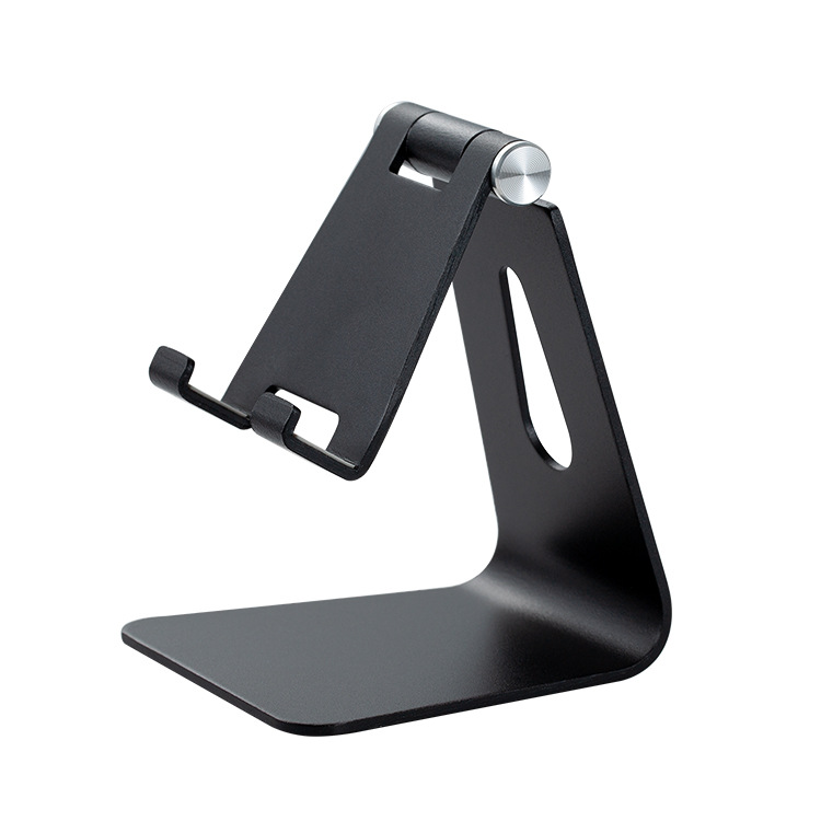 V888-ELOSUNG23746-202504141545-00 2 Pcs Black Foldable Aluminum Alloy Phone & Tablet Stand - Adjustable Portable Desktop Holder - Image 1