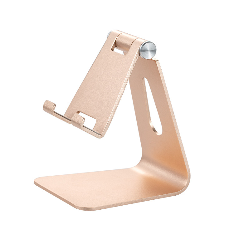 V888-ELOSUNG23747-202504141432-00 2 Pcs Gold Foldable Aluminum Alloy Phone & Tablet Stand - Adjustable Portable Desktop Holder - Image 1