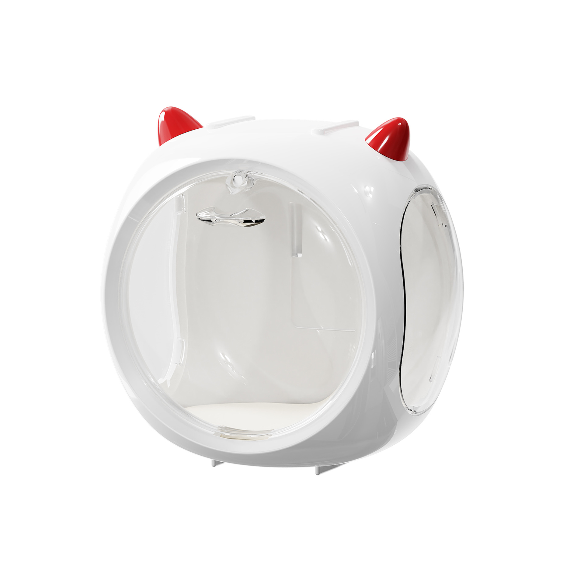 V888-ELOSUNG23785-202504141436-00 White And Red Horn Acrylic Blind Box Display Case - Transparent Dustproof Storage for Figures and Collectibles(The model is a shooting prop and is not included) - Image 1