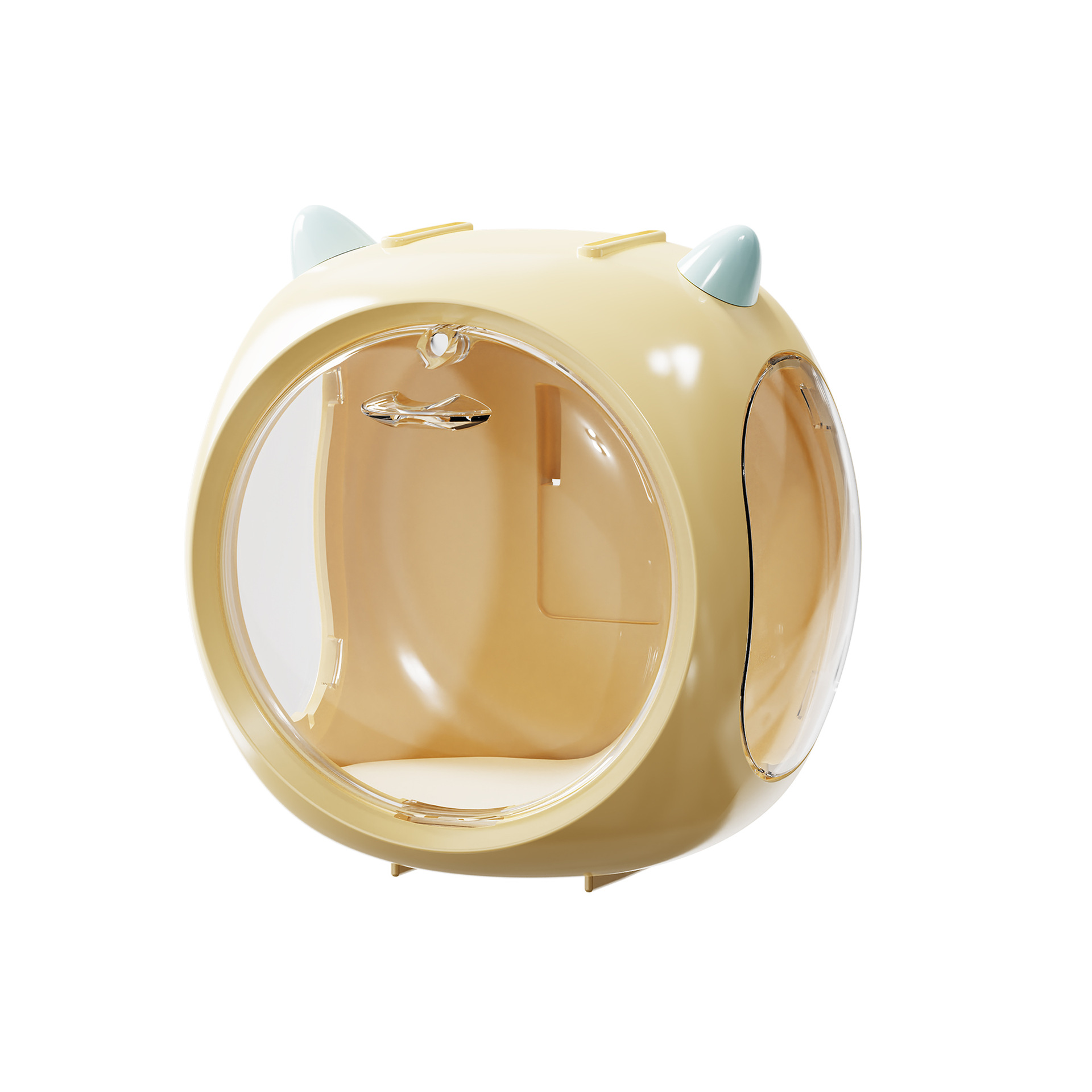 V888-ELOSUNG23787-202504141641-00 Yellow And Blue Horn Acrylic Blind Box Display Case - Transparent Dustproof Storage for Figures and Collectibles(The model is a shooting prop and is not included) - Image 1