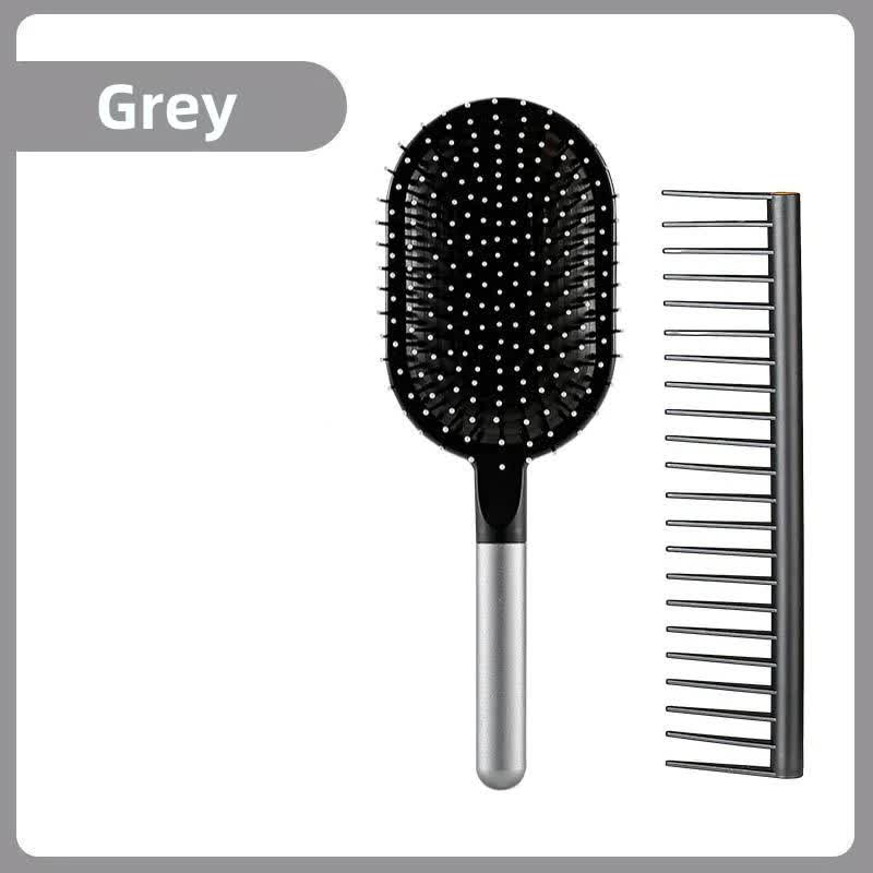 V888-ELOSUNG23843-202504141812-00 Grey Air Cushion Massage Paddle Brush & Wide Tooth Comb Set - Gentle Detangling for All Hair Types - Image 1