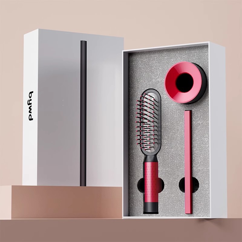 V888-ELOSUNG24132-202503251847-00 Red 3-piece Set Women's Air Cushion Comb for Long Hair Anti-Static Detangling Massage Scalp Comb Portable Fluffy Styling Brush - Image 1