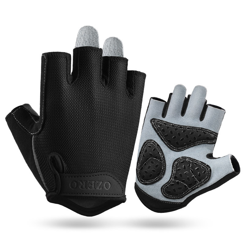 V888-ELOSUNG24233-202503282002-00 L Black Men's Summer Cycling Gloves - Breathable Half-Finger Non-Slip Fitness Training Gloves for Weightlifting - Image 1