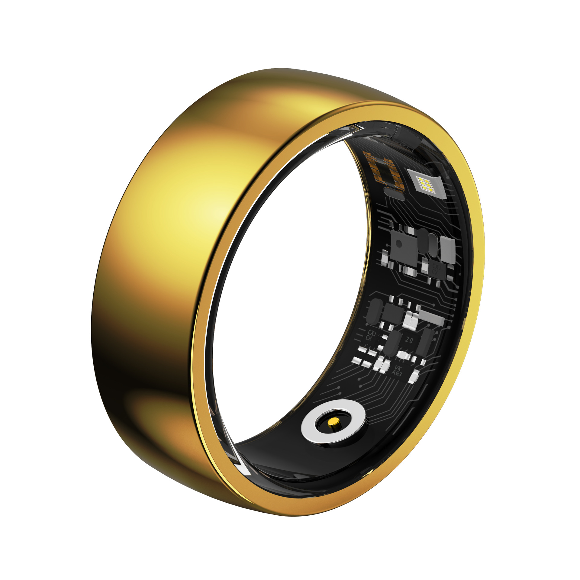 V888-ELOSUNG24318-202503282125-00 Gold Round 0.84inch Smart Ring with Heart Rate and Sleep Tracking - IP68 Waterproof Fitness Tracker with Step Counter - Image 1