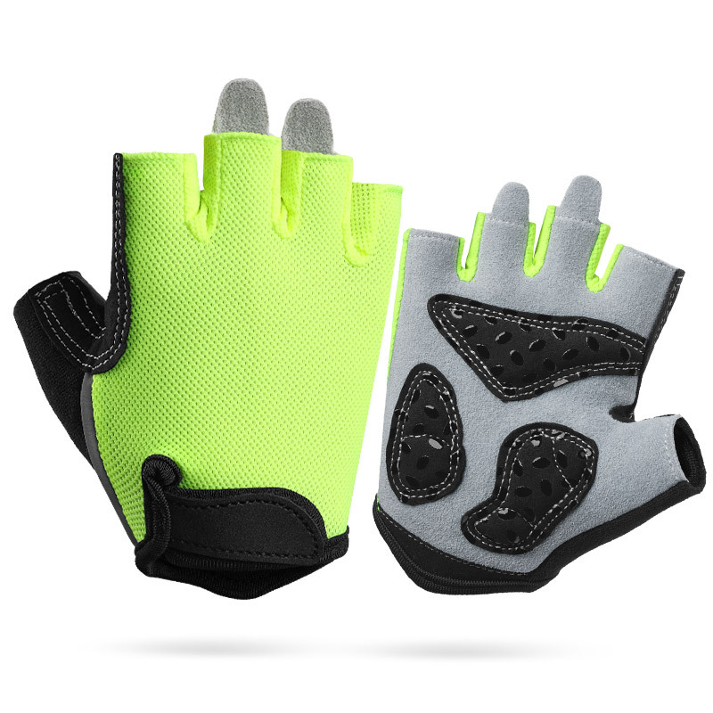 V888-ELOSUNG24347-202504011307-00 S Green Children's Summer Cycling Gloves - Breathable Half-Finger Non-Slip Fitness Training Gloves for Weightlifting - Image 1