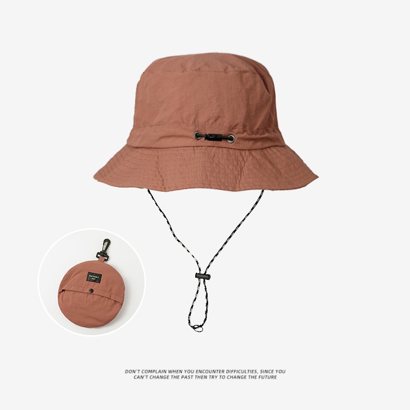 V888-ELOSUNG24361-202504011315-00 Brick Red 2pcs Waterproof Bucket Hat - Foldable Outdoor Sun Hat - 55-59cm - with Chinstrap - Image 1