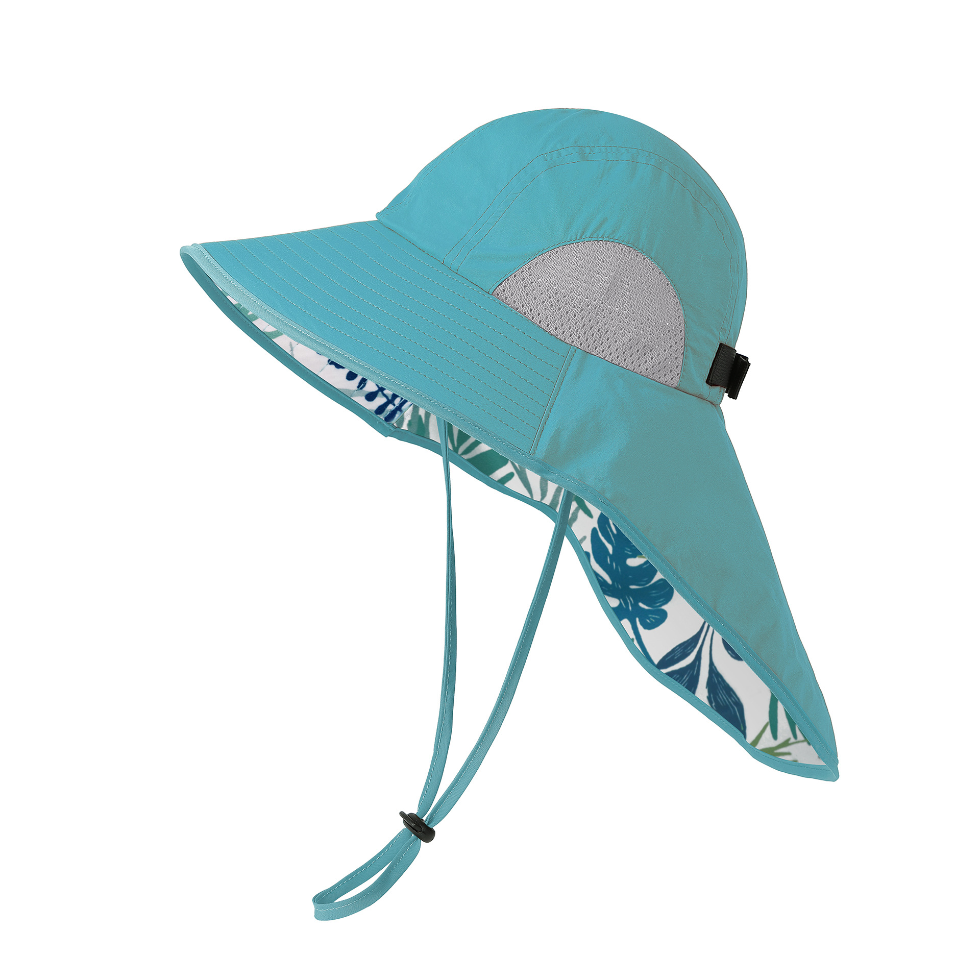 V888-ELOSUNG24364-202504011315-00 Blue Wide Brim Sun Hat with Cape - Foldable UV Protection - 10cm Brim - Image 1