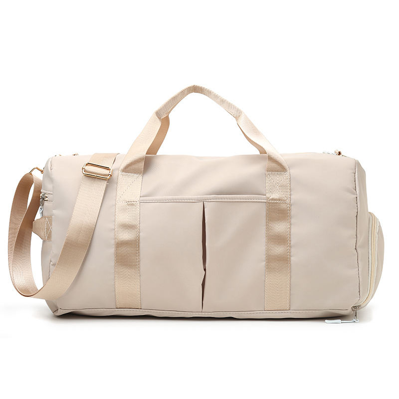V888-ELOSUNG24437-202504011221-00 Beige Dry Wet Separation Gym Bag - Women's Large Capacity - Training & Travel - Image 1