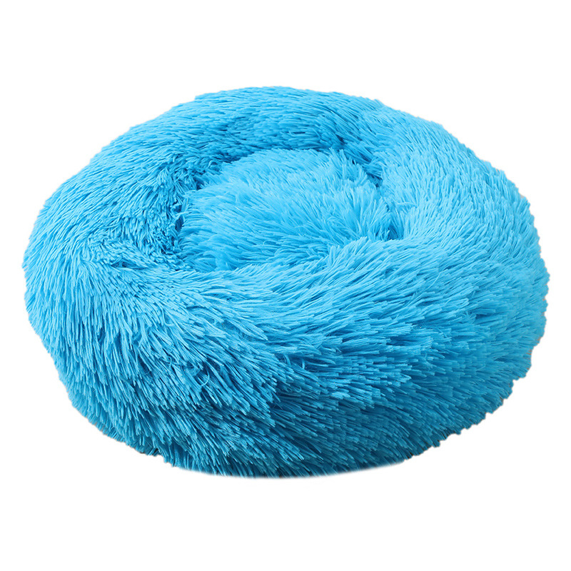 V888-ELOSUNG24484-202504031732-00 Blue 50cm Cozy Round Pet Bed - Plush Cat & Dog Bed with Non-Slip Base, Machine Washable - Image 1