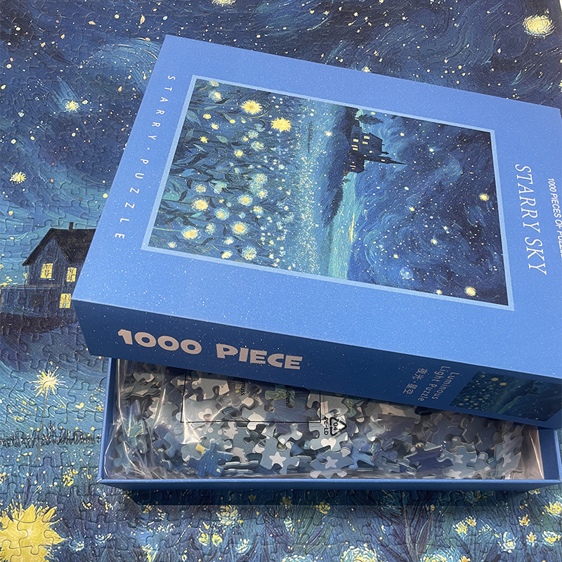 V888-ELOSUNG24517-202504141640-00 The Luminous Starry Sky 1000-Piece Fine Art Jigsaw Puzzle - Premium Blue Cardboard Puzzle for Adults - Image 1