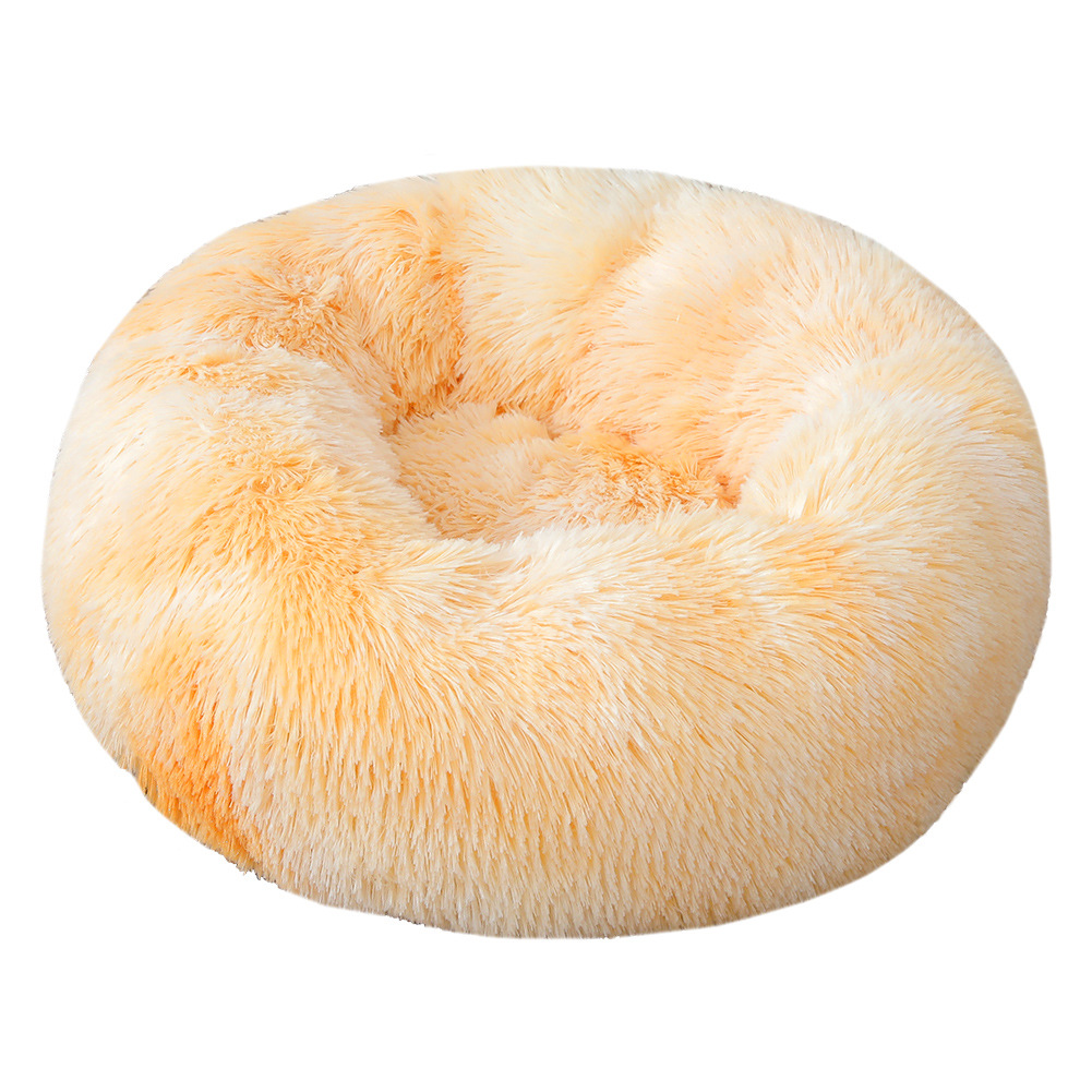 V888-ELOSUNG24577-202504141606-00 Tie-dye Baby Yellow 50cm Cozy Round Pet Bed - Plush Cat & Dog Bed with Non-Slip Base, Machine Washable - Image 1