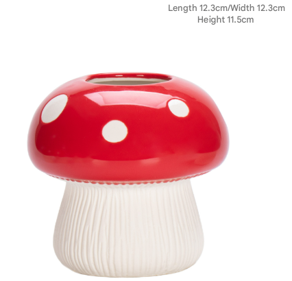 V888-ELOSUNG24802-202504171653-00 Middle Size Red Whimsical Ceramic Mushroom Vase - Decorative Floral & Hydroponic Planter - Image 1
