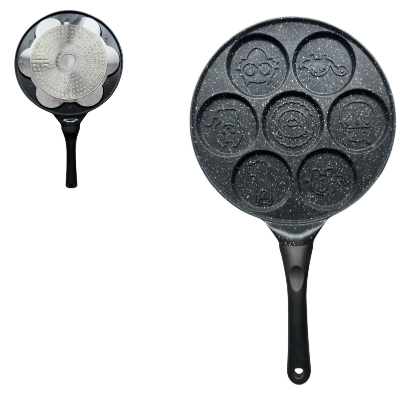 V888-ELOSUNG24827-202504171646-00 Black Cartoon Versatile Non-Stick Frying Pan (27cm) - Induction Ready Skillet for Everyday Cooking - Image 1