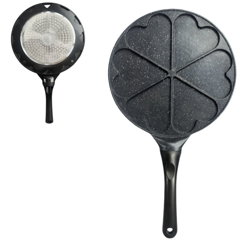 V888-ELOSUNG24831-202504171647-00 Black Heart Six Hole Versatile Non-Stick Frying Pan (27cm) - Induction Ready Skillet for Everyday Cooking - Image 1