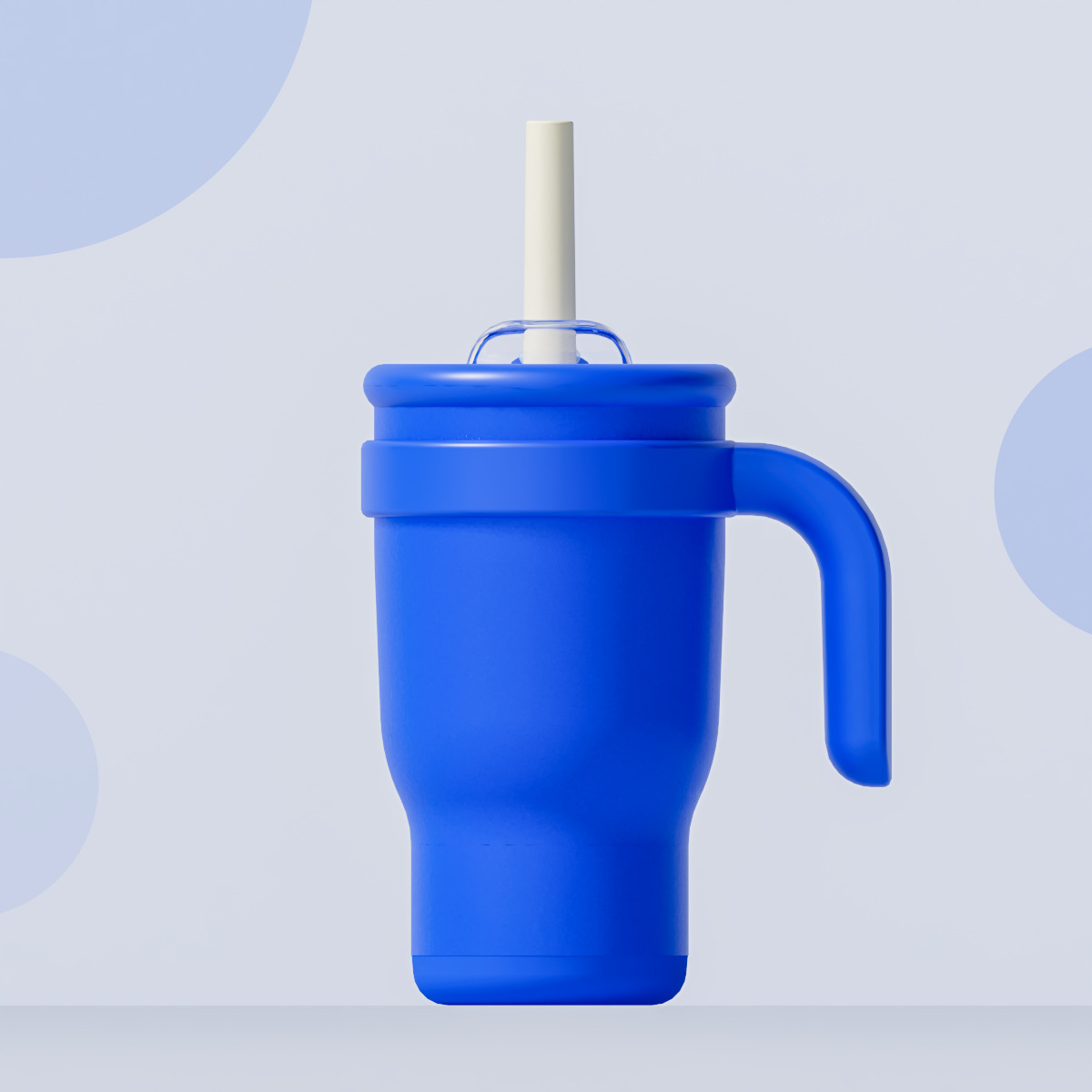 V888-ELOSUNG24886-202504211227-00 Blue 14oz Insulated Tumbler with Handle & Straw - 304 Stainless Steel Car Cup (Contrast Color) - Image 1