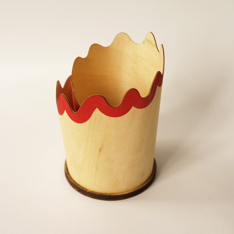 V888-ELOSUNG24931-202504211325-00 2PCS Red Creative Wooden Pencil Shaving Pen Holder - Novelty Desk Organizer & Stationery Storage - Image 1