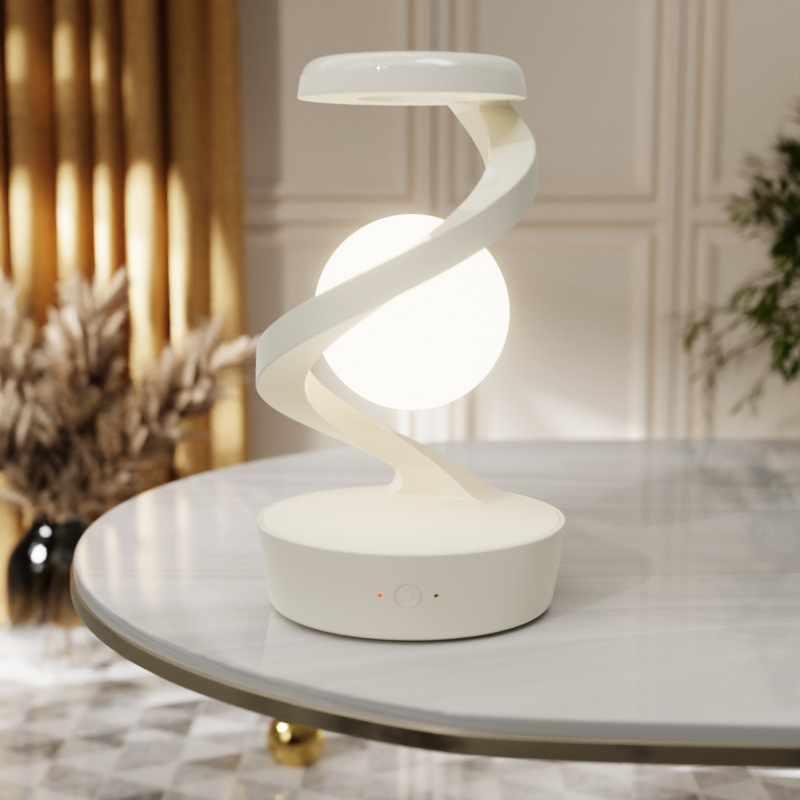 V888-ELOSUNG24982-202504221147-00 White Modern Levitating LED Desk Lamp - Spiral Design Atmosphere Light - Image 1
