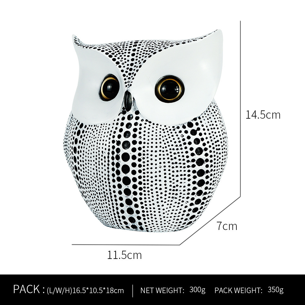 V888-ELOSUNG25328-202504221131-00 White resin owl statue - modern perforated design for living room TV cabinet and entryway decoration - Image 1