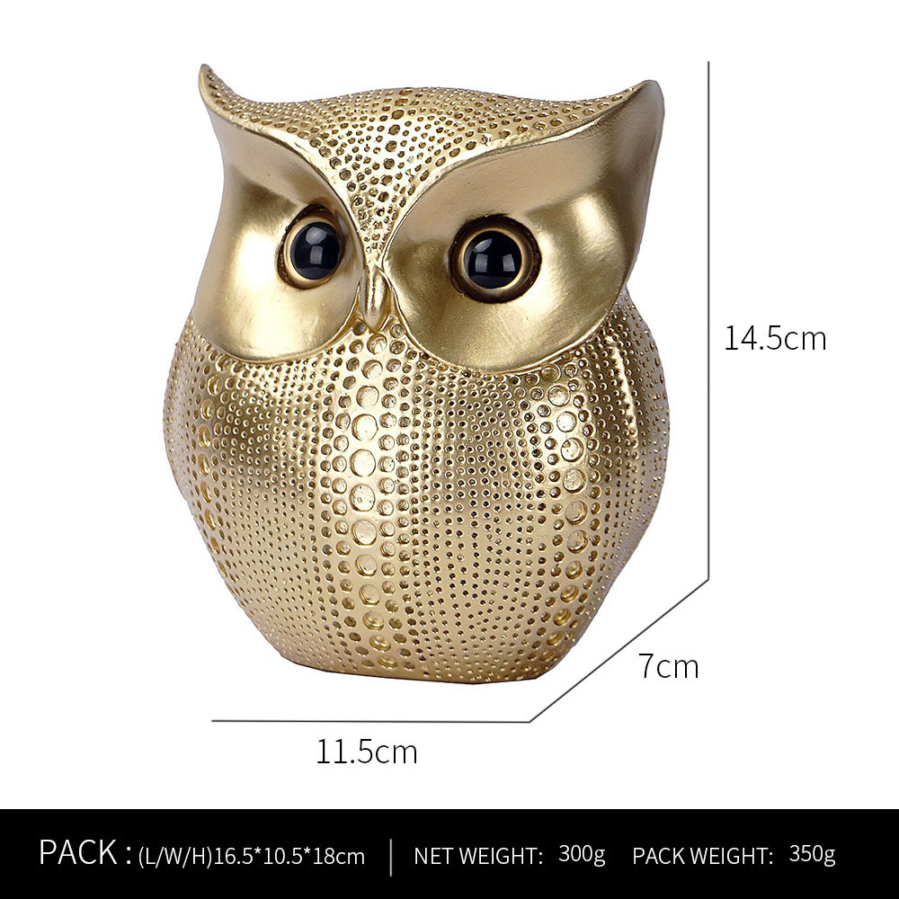 V888-ELOSUNG25330-202504221132-00 Gold resin owl statue - modern perforated design for living room TV cabinet and entryway decoration - Image 1