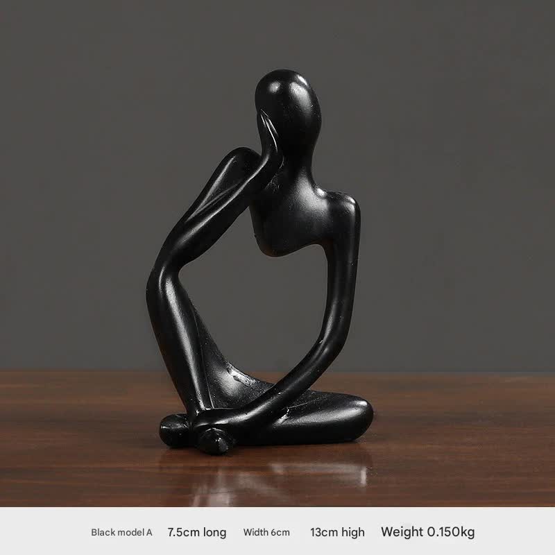 V888-ELOSUNG25482-202504281521-00 Nordic Abstract Resin Figurine - Modern Minimalist Home Decor Sculpture(Black) - Image 1