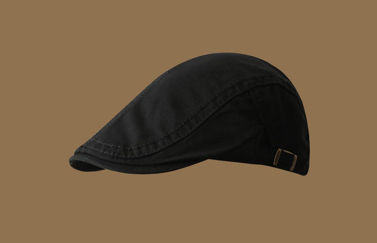 V888-ELOSUNG25521-202504281242-00 Retro Newsboy Cap - Unisex Vintage Flat Beret with Visor(Black) - Image 1