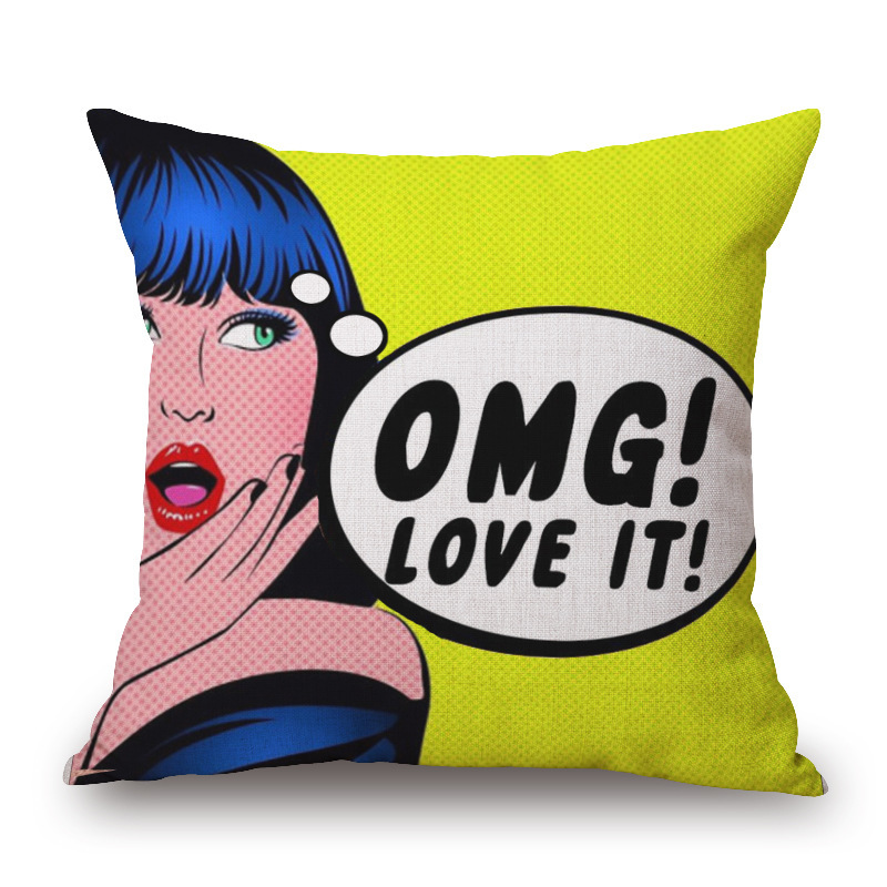 V888-ELOSUNG25547-202504281359-00 Pop Art Graphic Throw Pillow - Vintage Style Cushion for Home Decor(Yellow) - Image 1