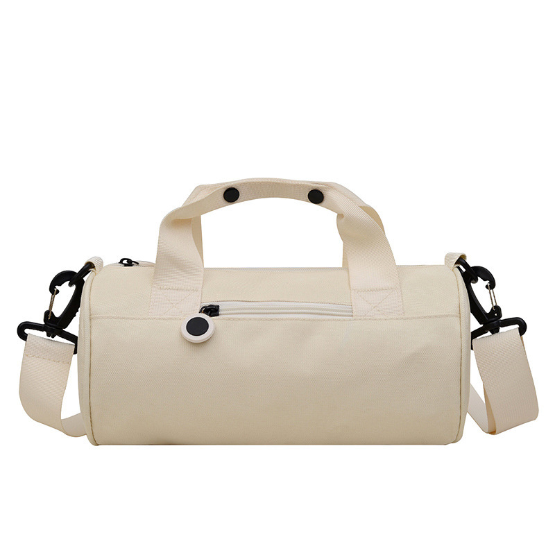 V888-ELOSUNG25566-202504281347-00 Waterproof Oxford Cylindrical Travel Bag - Large Capacity Handbag with Shoulder Strap(White) - Image 1