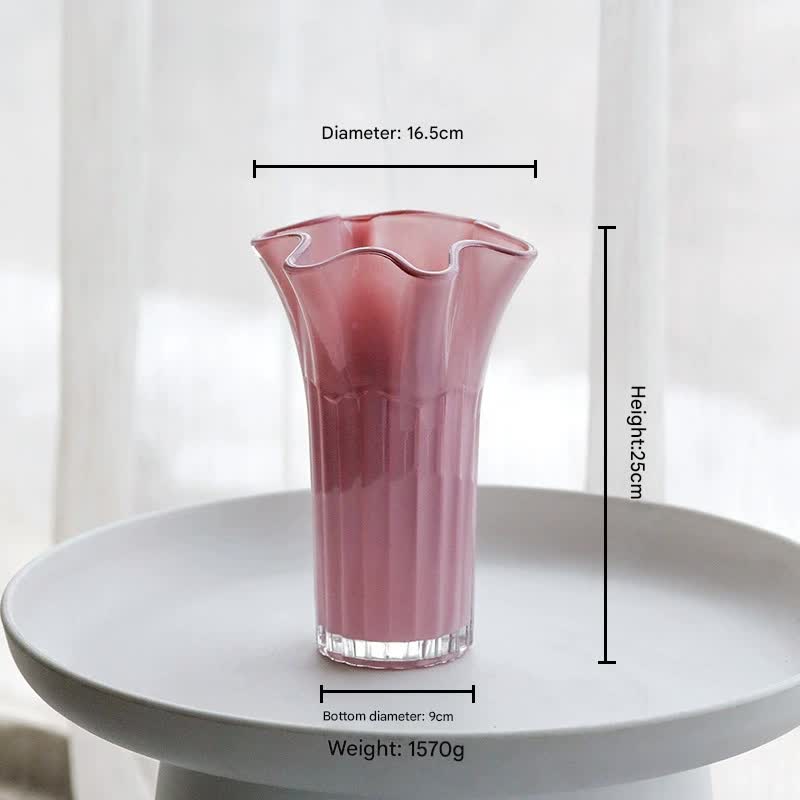 V888-ELOSUNG25574-202504281410-00 Nordic-Style Glass Vase - Elegant Fluted Flower Vase for Home Decor(Pink) - Image 1