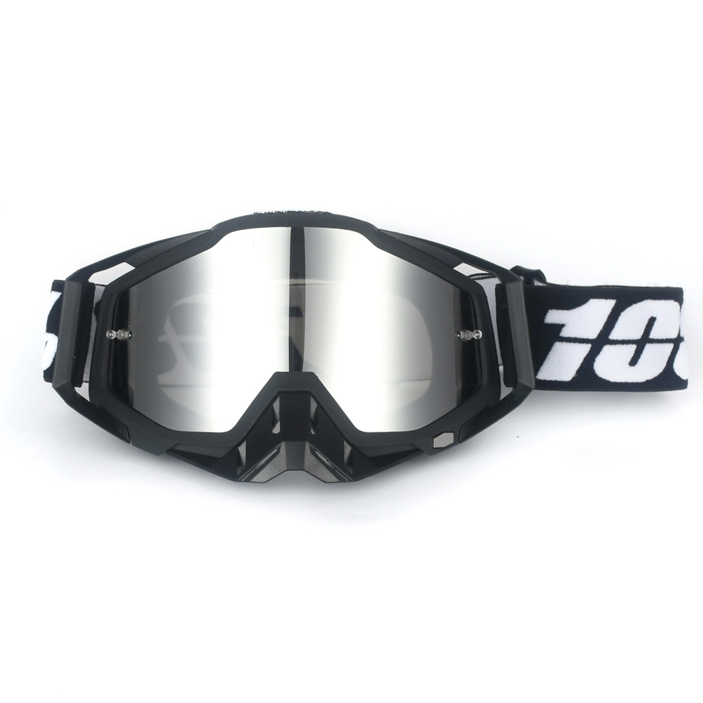 V888-ELOSUNG25585-202504281617-00 Pure black Motorcycle Goggles - UV-Protective Anti-Dust Riding Glasses for Outdoor Sports(silver lenses) - Image 1