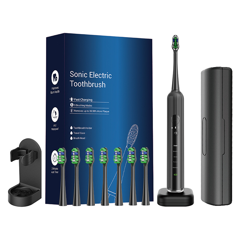 V888-ELOSUNG25645-202505081715-00 Advanced Electric Toothbrush with 5 Modes and 8 Brush Heads(Black) - Image 1