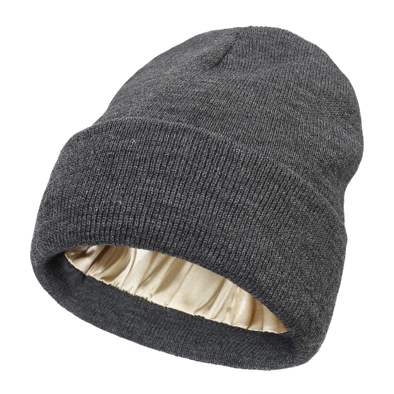 V888-ELOSUNG25648-202505081716-00 Premium Warm Beanie with Silk Satin Lining(Dark Gray) - Image 1