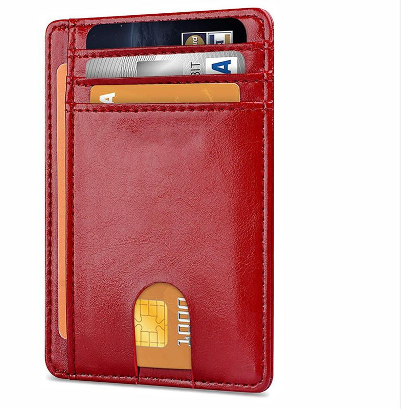 V888-ELOSUNG25783-202505131907-00 Slim Minimalist Leather Wallet with ID Window & RFID Blocking - Holds 12 Cards & Cash(Red) - Image 1