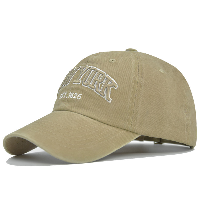 V888-ELOSUNG25816-202505131846-00 Vintage New York Est. 1625" Washed Cotton Baseball Cap - Adjustable & Unisex(Khaki)" - Image 1