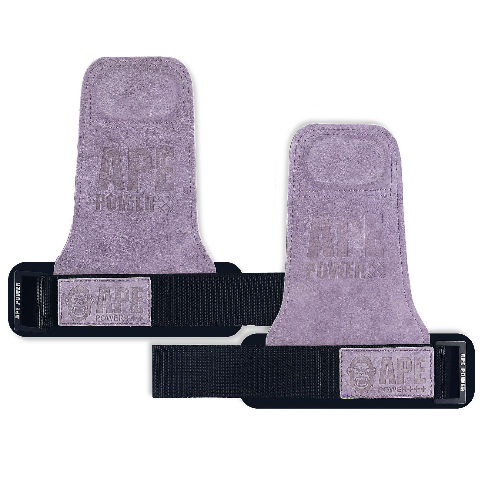 V888-ELOSUNG25881-202505151720-00 Heavy Duty Weightlifting Grips - Anti-Slip Cowhide Palm Protectors with Neoprene Wrist Support & Adjustable Straps(Purple) - Image 1