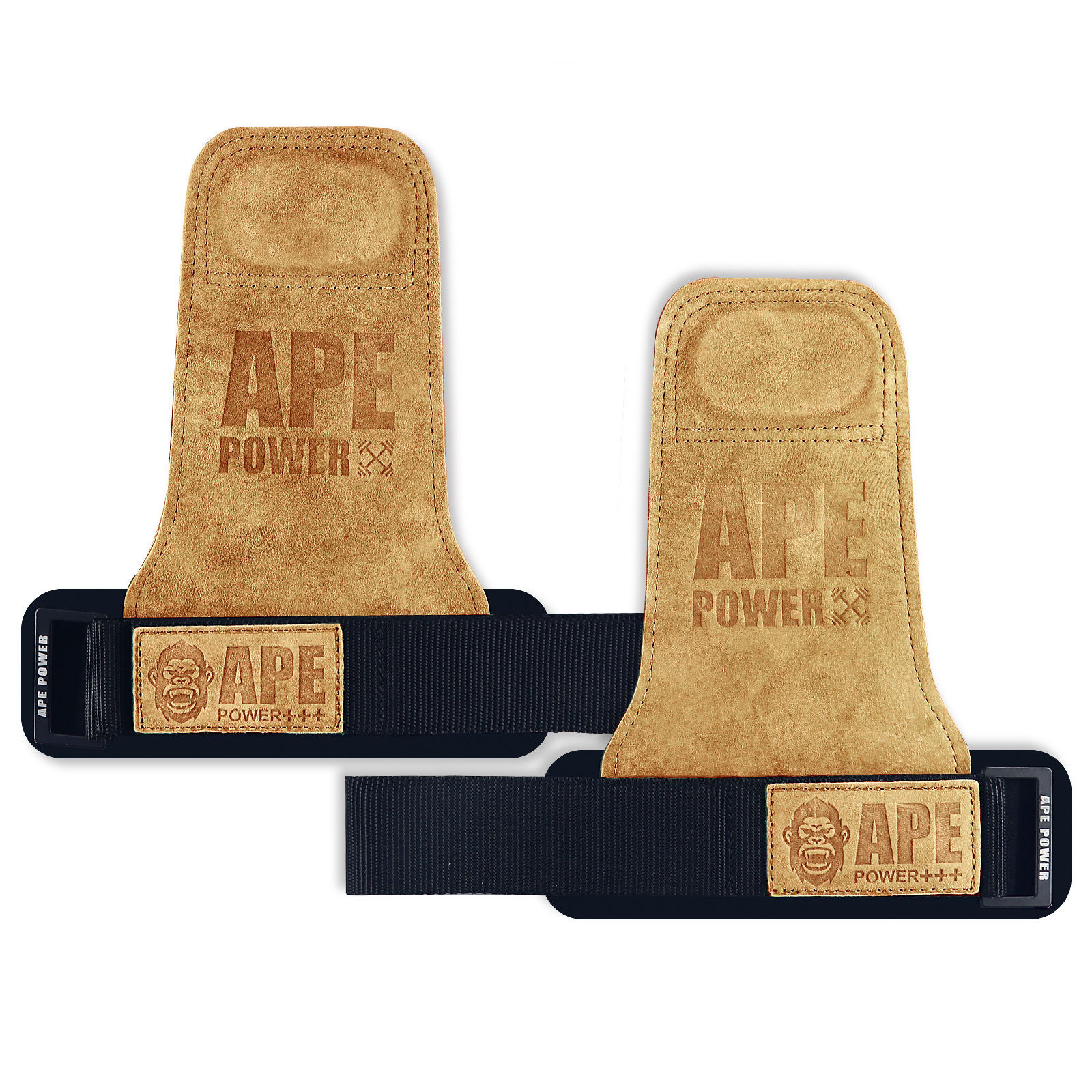 V888-ELOSUNG25882-202505151721-00 Heavy Duty Weightlifting Grips - Anti-Slip Cowhide Palm Protectors with Neoprene Wrist Support & Adjustable Straps(Brown) - Image 1