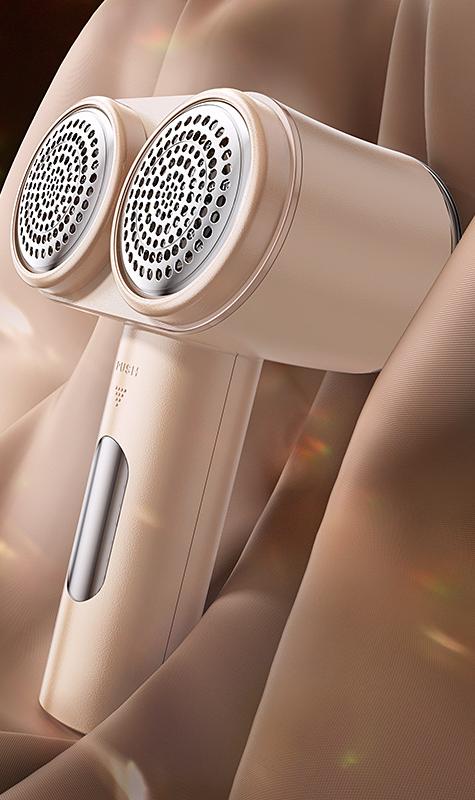 V888-ELOSUNG25893-202505151730-00 Dual-Head Electric Lint Remover - USB-C Rechargeable, LED Display, 7-Size Honeycomb Mesh(Yellow) - Image 1