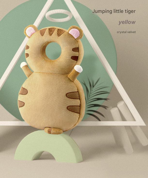 V888-ELOSUNG25928-202505151635-00 Adorable Baby Head Protector Backpack Cushion - Anti-Fall Toddler Safety Pad with Adjustable Straps(Yellow Tiger) - Image 1
